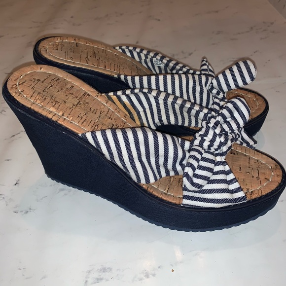 Juicy Couture Shoes - Juicy Couture Striped Wedge Sandals Size 8